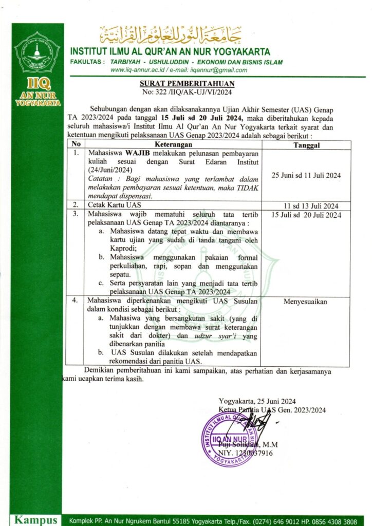Surat Pemberitahuan Syarat dan Ketentuan UAS Genap 2023 2024 - Syarat dan Ketentuan UAS Genap 2023-2024