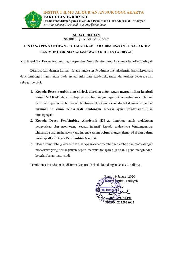 4 Surat Edaran SIAKAD Bimbingan Tugas Akhir dan Monitoring untuk DPA dan DPS page 0001 - Pengaktifan Kembali SIAKAD Bimbingan Tugas Akhir dan Monitoring Mahasiswa