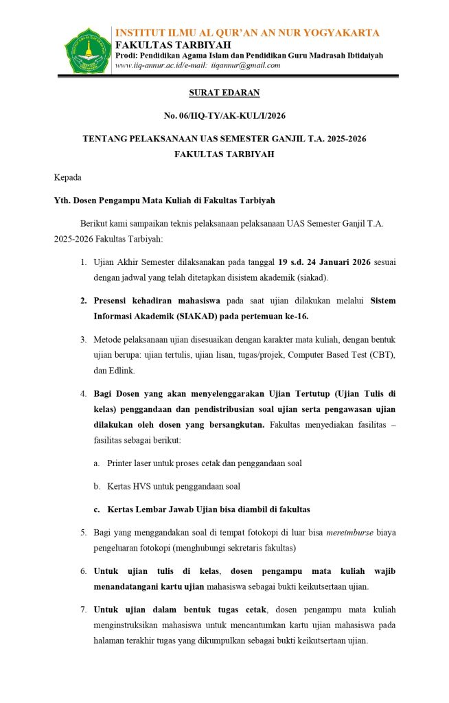 6 SURAT EDARAN PELAKSANAAN UAS GANJIL DI FAKULTAS TARBIYAH 2025 2026 page 0001 2 - SURAT EDARAN TENTANG PELAKSANAAN UAS SEMESTER GANJIL T.A. 2025/2026 FAKULTAS TARBIYAH