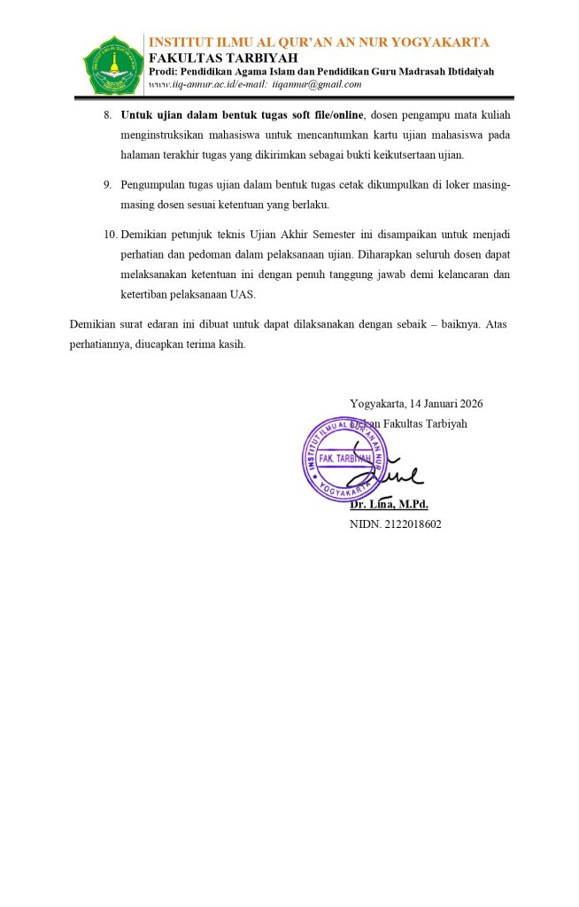 6 SURAT EDARAN PELAKSANAAN UAS GANJIL DI FAKULTAS TARBIYAH 2025 2026 page 0002 - SURAT EDARAN TENTANG PELAKSANAAN UAS SEMESTER GANJIL T.A. 2025/2026 FAKULTAS TARBIYAH