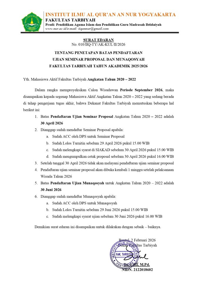 10 Deadline Pendaftaran Munaqosyah 2026 page 0001 - Deadline Ujian Seminar Proposal dan Munaqosyah Wisuda Periode September 2026