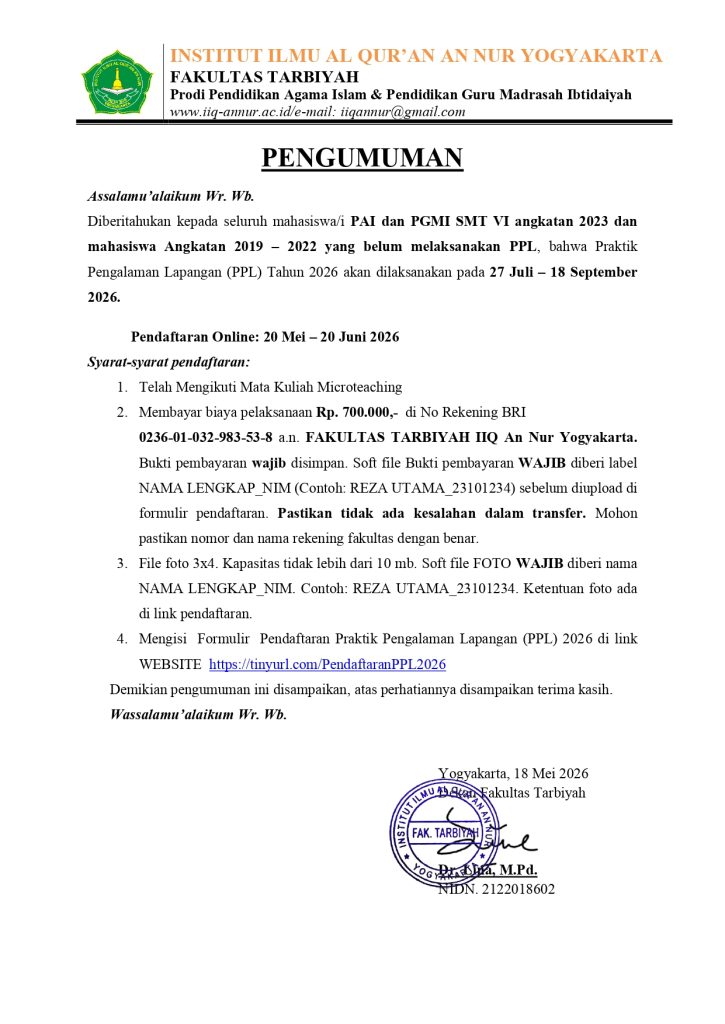 PENGUMUMAN PENDAFTARAN PPL 2026 page 0001 - Pendaftaran PPL 2026